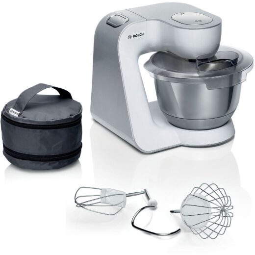 Robot de bucătărie planetar BOSCH Serie 4 MUM5 MUM58200  1000W (7 trepte și Impuls)  Bol inox 3.9l  Set de patiserie  Soft Start  Easy Arm Lift  Poziție de repaus  Geantă  G4.4kg  Silver and White