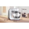 Robot de bucătărie planetar BOSCH Serie 4 MUM5 MUM58200, 1000W (7 trepte și Impuls), Bol inox 3.9l, Set de patiserie, Soft Start, Easy Arm Lift, Poziție de repaus, Geantă, G4.4kg, Silver and White