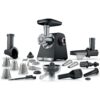 Mașină de tocat carne BOSCH Serie 6 MultiPower MFWS682B  Vârf 2100W (2 trepte și revers)  Nominală 500W  3.5kg/min  Storcător  Răzătoare  Cârnați  Kebbe  Presă citrice  Accesoriu biscuiți  Metallic Silver