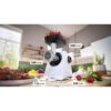 Mașină de tocat carne BOSCH Serie 6 MultiPower MFWS607W, Vârf 2100W (2 trepte și revers), Nominală 500W, 3.5kg/min, Cârnați, Kebbe, Cuțit cu două tăișuri, Piciorușe ventuze, Cutie de viteze planetară, Albă