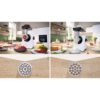Mașină de tocat carne BOSCH Serie 6 MultiPower MFWS607W, Vârf 2100W (2 trepte și revers), Nominală 500W, 3.5kg/min, Cârnați, Kebbe, Cuțit cu două tăișuri, Piciorușe ventuze, Cutie de viteze planetară, Albă
