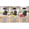 Mașină de tocat carne BOSCH Serie 4 MultiPower MFWS435B, Vârf 2000W (2 trepte și revers), Nominală 500W, 2.5kg/min, Storcător, Cârnați, Cuțit cu două tăișuri, Piciorușe ventuze, Neagră