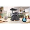 Mașină de tocat carne BOSCH Serie 4 MultiPower MFWS435B, Vârf 2000W (2 trepte și revers), Nominală 500W, 2.5kg/min, Storcător, Cârnați, Cuțit cu două tăișuri, Piciorușe ventuze, Neagră