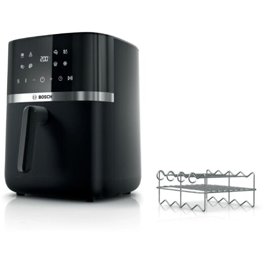 Friteuză cu aer cald BOSCH Serie 4 MAF462B1, Nominală 2050W, Volum coș 6.1l, 9 programe, Touch Control, Timer, 40~200°C, Încălzire superioară și inferioară, 63dBA, Neagră