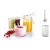 Mixer de mână BOSCH ErgoMixx MFQ36490, 450W (5 trepte și Turbo), Bol rotativ (500g făină și ingrediente), Teluri, spirale și cuțit din oțel inoxidabil, Vas mărunțire, Vas mixare, Spatulă, 74dB, Window Grey