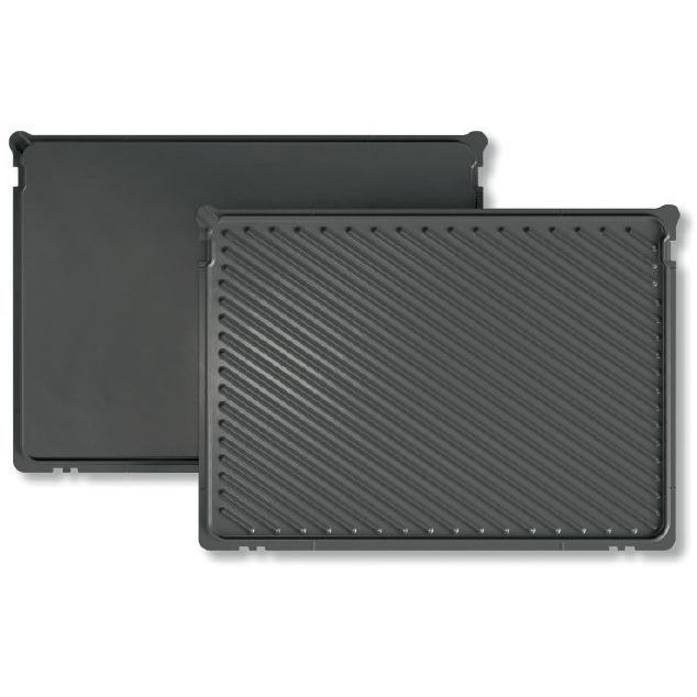 Grătar electric 3în1 BOSCH TCG4215, 2000W, 5 nivele, Corp inox, Plăci grill înclinate antiadezive detașabile aluminiu 32.8×23.8cm, Două tăvițe, Control individual al temperaturii, Păstrare la cald, Anthracite