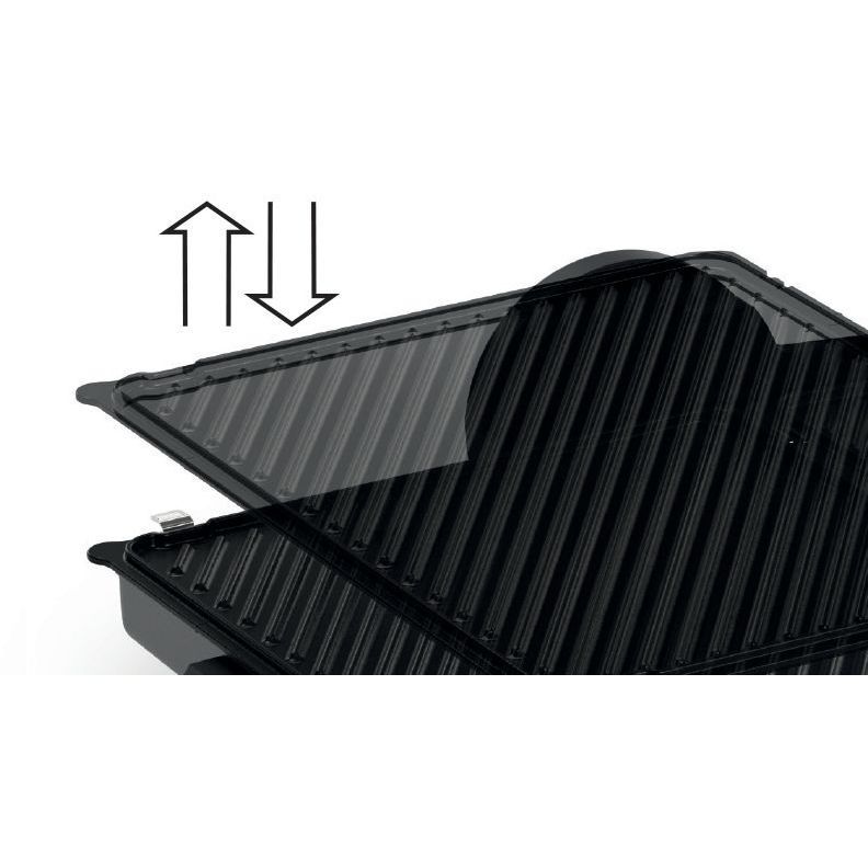 Grătar electric 3în1 BOSCH TCG4215, 2000W, 5 nivele, Corp inox, Plăci grill înclinate antiadezive detașabile aluminiu 32.8×23.8cm, Două tăvițe, Control individual al temperaturii, Păstrare la cald, Anthracite