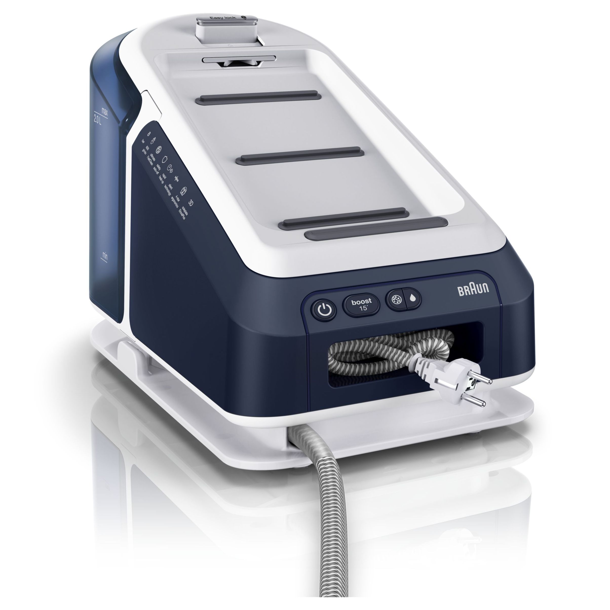 Stație de călcat BRAUN CareStyle 7 Pro IS7282BL – 0128805001, 2700W, 8bar, Continuu 180g/min, Jet 600g, Rez det 2l, C1.7m, EloxalPlus, iCare, iMode, FreeGlide 3D, ProSteam, Mod Turbo, Silențioasă, Albastră