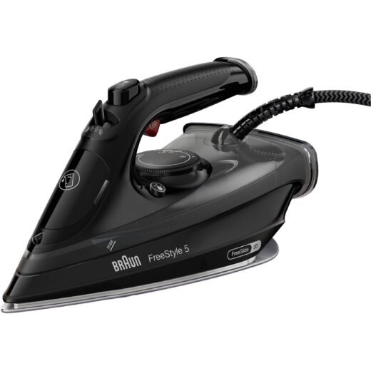 Fier de călcat BRAUN FreeStyle 5 SI5088BK – 0127406018  2300~2800W  Continuu 50g/min  Jet 220g  Rezervor 300ml  Talpă curbată EloxalPlus  FreeGlide 3D  Oprire automată  Cablu 2m  G1.4kg  Black