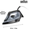 Fier de călcat BRAUN TexStyle 3 SI3055BK – 0127405005, 2000~2400W, Continuu 45g/min, Jet 180g, Rezervor 270ml, Talpă SuperCeramic, FreeGlide 3D, Oprire automată, Cablu 2m, G1.2kg, Black