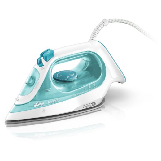 Fier de călcat BRAUN TexStyle 3 SI3041GR  2000~2350W  Continuu 45g/min  Jet 150g  Rezervor 270ml  Talpă curbată SuperCeramic  Vârf precizie  FreeGlide 3D  Cablu 2m  G1.2kg  Green