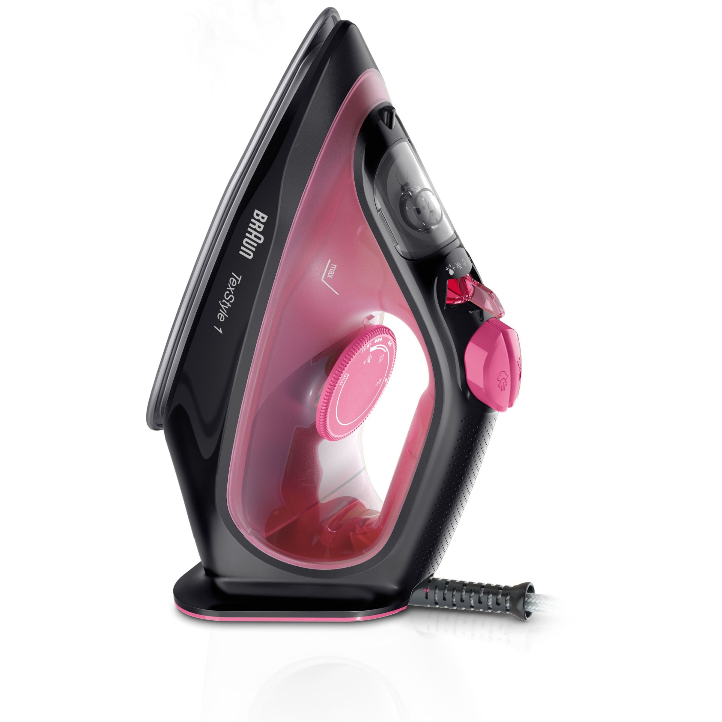 Fier de călcat BRAUN TexStyle 1 SI1070PU, 1700~2000W, Continuu 25g/min, Jet 130g, Rezervor 220ml, Talpă SuperCeramic, Vârf precizie, Cablu 1.9m, G1kg, Purple