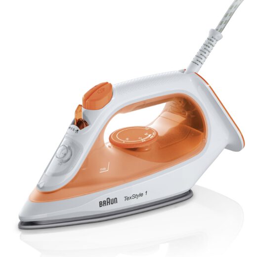 Fier de călcat BRAUN TexStyle 1 SI1009OR  1600~1900W  Continuu 25g/min  Jet 120g  Rezervor 220ml  Vârf precizie  Cablu 1.9m  G1kg  Orange
