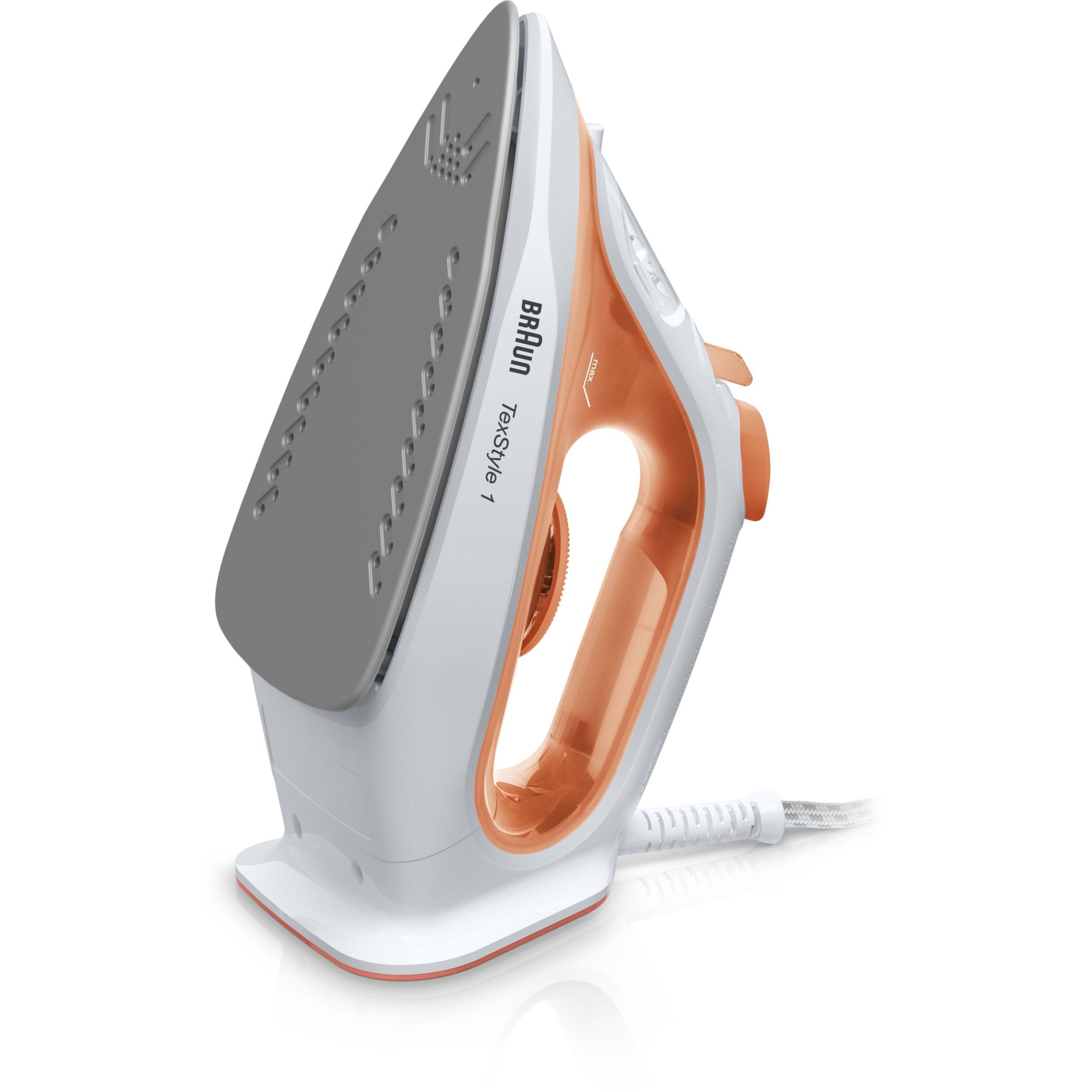Fier de călcat BRAUN TexStyle 1 SI1009OR, 1600~1900W, Continuu 25g/min, Jet 120g, Rezervor 220ml, Vârf precizie, Cablu 1.9m, G1kg, Orange