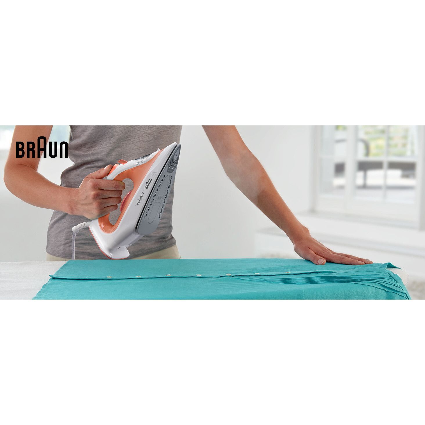 Fier de călcat BRAUN TexStyle 1 SI1009OR, 1600~1900W, Continuu 25g/min, Jet 120g, Rezervor 220ml, Vârf precizie, Cablu 1.9m, G1kg, Orange