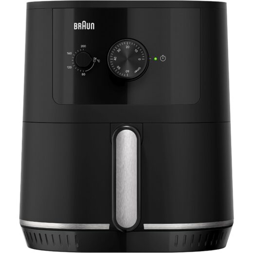 Friteuză cu aer cald BRAUN MultiFry 3 HF3000IBK - 0X12500001, 1500W, 80°~200°C, Capacitate 4.3L, Pui 1.2kg, Cartofi congelați 1kg, RealAir, G4.09kg, Matt Black