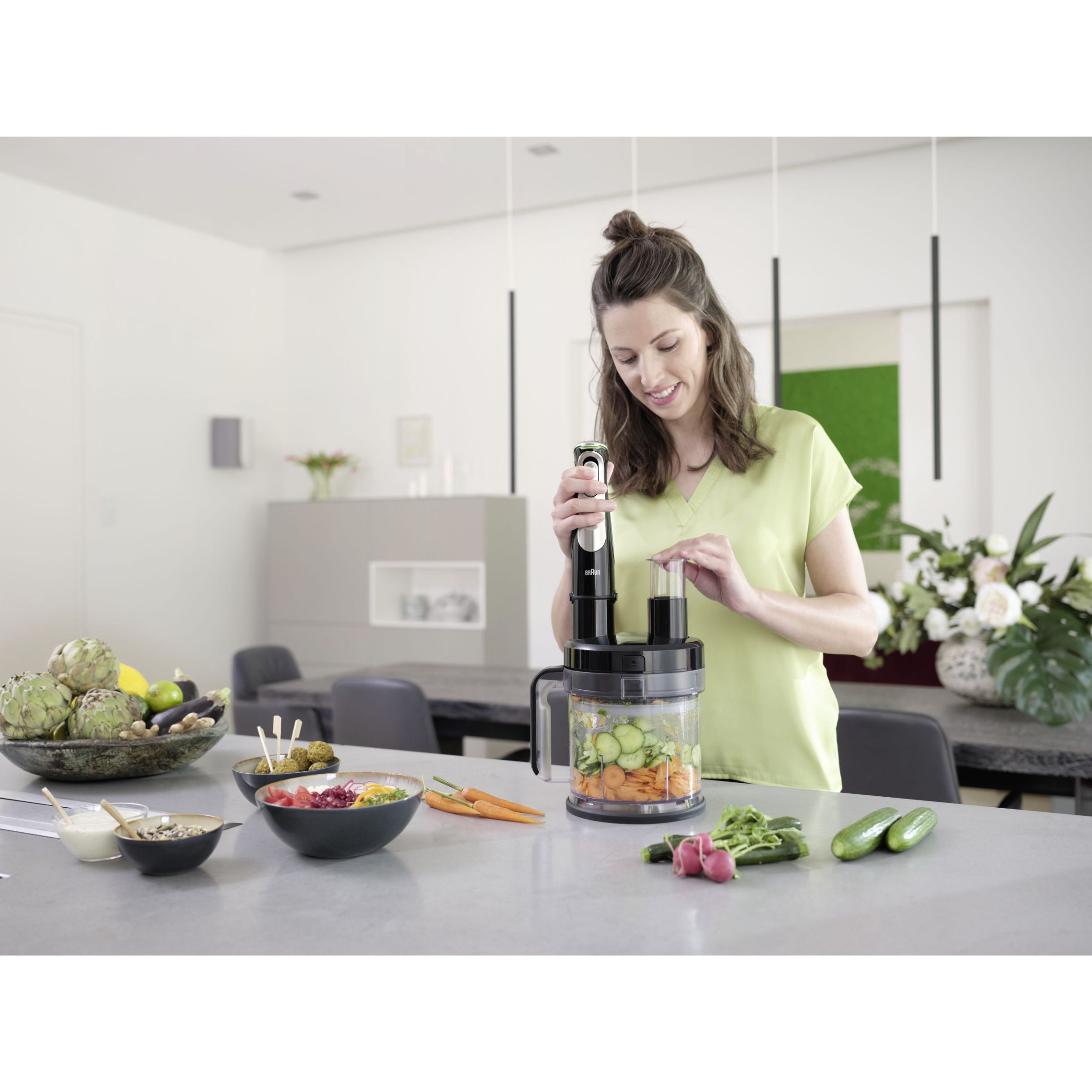 Blender de mână BRAUN MultiQuick 9 MQ9187XLI – 0X22111376, 1000~1200W (variabilă și Pulse), Lame ActiveBlade, Active PowerDrive, iMode, Advanced SmartSpeed, SplashControl, EasyClick Plus, Premium Black