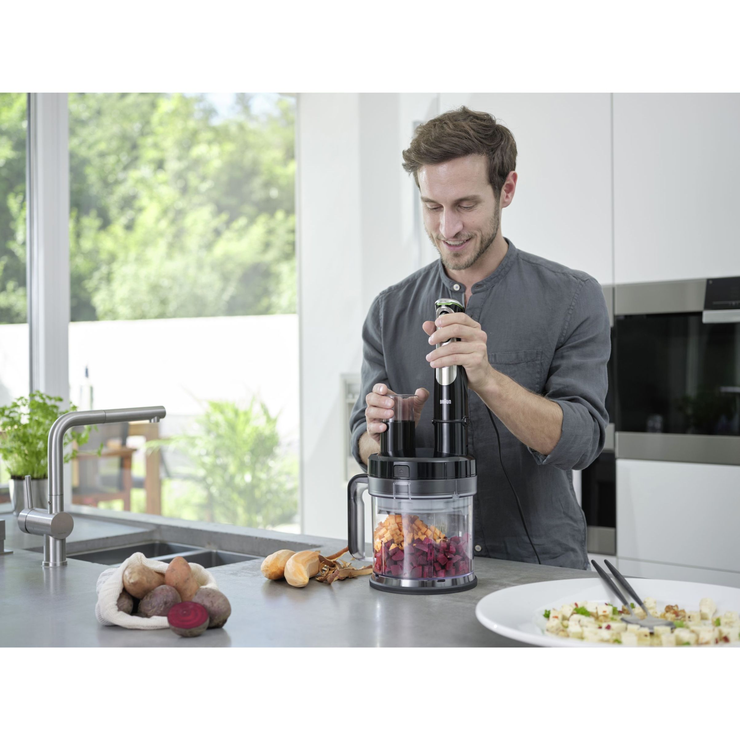 Blender de mână BRAUN MultiQuick 9 MQ9187XLI – 0X22111376, 1000~1200W (variabilă și Pulse), Lame ActiveBlade, Active PowerDrive, iMode, Advanced SmartSpeed, SplashControl, EasyClick Plus, Premium Black