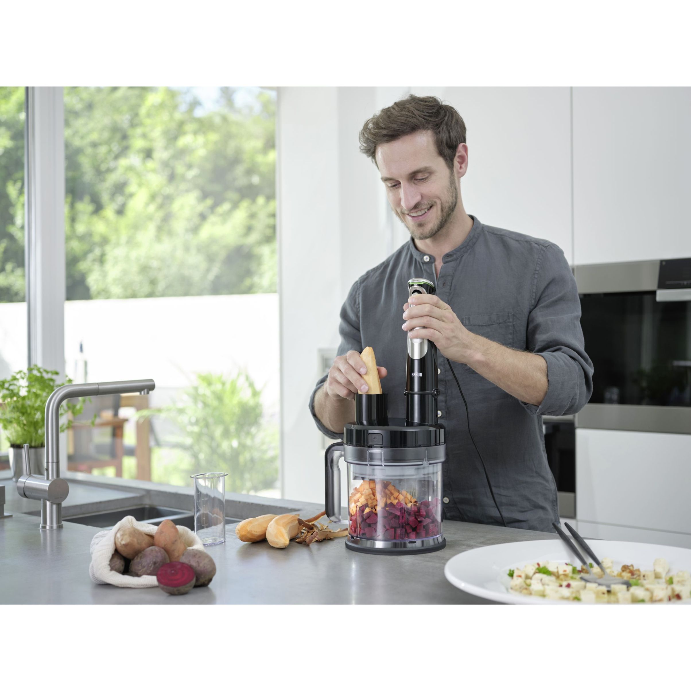 Blender de mână BRAUN MultiQuick 9 MQ9187XLI – 0X22111376, 1000~1200W (variabilă și Pulse), Lame ActiveBlade, Active PowerDrive, iMode, Advanced SmartSpeed, SplashControl, EasyClick Plus, Premium Black