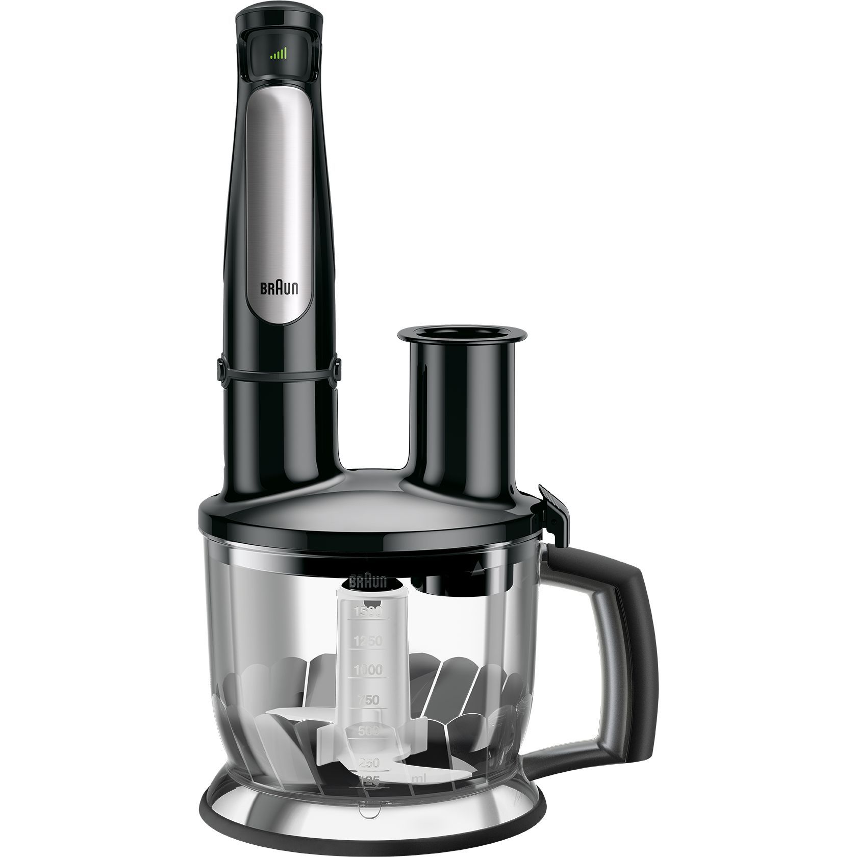 Blender de mână BRAUN MultiQuick 7 MQ7087X – 0X22111291, 1000W (viteză variabilă), Pahar gradat 0.6l, Procesor alimente 1.5l, Tocator 0.35l, Accesoriu piure, Tel