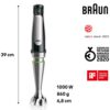 Blender de mână BRAUN MultiQuick 7 MQ7087X – 0X22111291, 1000W (viteză variabilă), Pahar gradat 0.6l, Procesor alimente 1.5l, Tocator 0.35l, Accesoriu piure, Tel