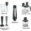 Blender de mână BRAUN MultiQuick 7 MQ7087X – 0X22111291, 1000W (viteză variabilă), Pahar gradat 0.6l, Procesor alimente 1.5l, Tocator 0.35l, Accesoriu piure, Tel