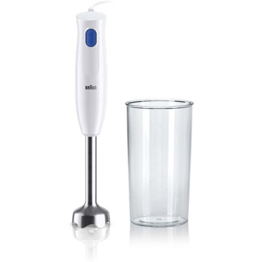 Blender de mână BRAUN MultiQuick 1 MQ10.001MWH – 0X22111470  450W (1 viteză)  Pahar gradat 0.6L  Easy Twist  Fără BPA  Cablu 1.2m