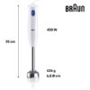 Blender de mână BRAUN MultiQuick 1 MQ10.001MWH – 0X22111470, 450W (1 viteză), Pahar gradat 0.6L, Easy Twist, Fără BPA, Cablu 1.2m