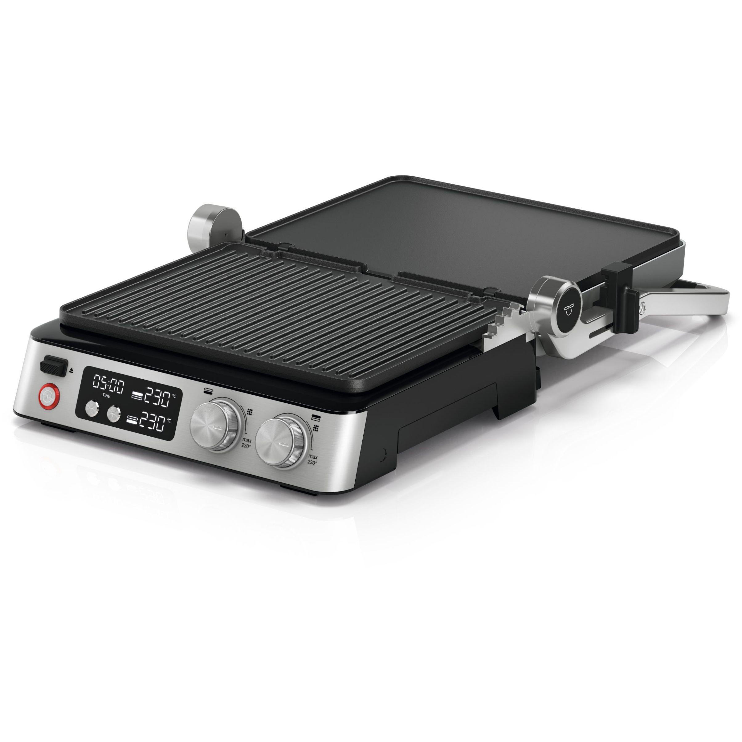 Grătar electric BRAUN MultiGrill 7 CG7044 – 0X17900002, 2000W, 1 placă grill, 1 placă griddle, 2 plăci waffle, Cupă dozare, 365x315x173mm, Oțel inoxidabil/Argintiu