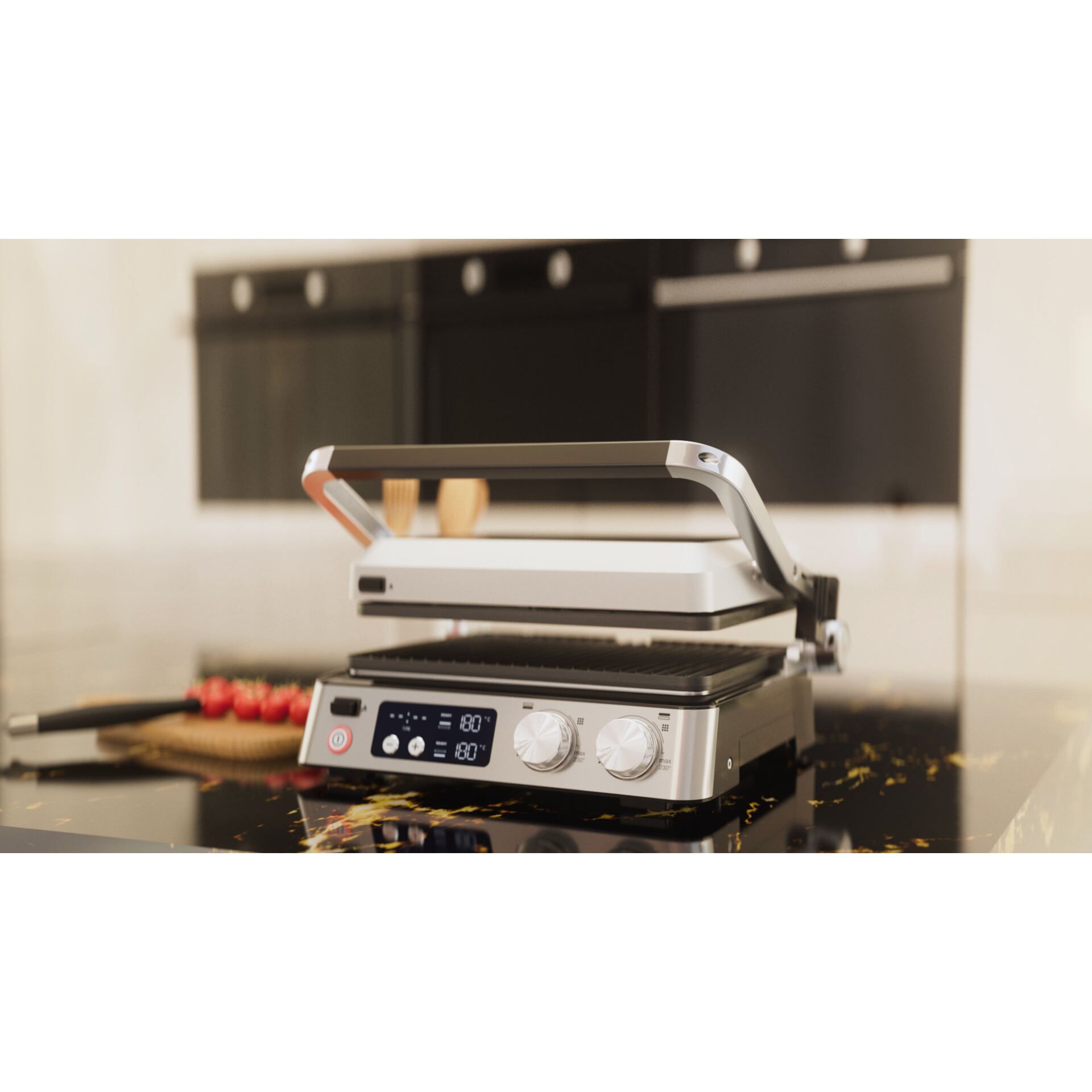 Grătar electric BRAUN MultiGrill 7 CG7044 – 0X17900002, 2000W, 1 placă grill, 1 placă griddle, 2 plăci waffle, Cupă dozare, 365x315x173mm, Oțel inoxidabil/Argintiu