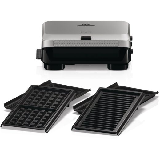 Sandwich maker BRAUN SnackMaker 5 SM5006 – 0X23100003  800W  1 set plăci waffle  1 set plăci grill  Negru argintiu