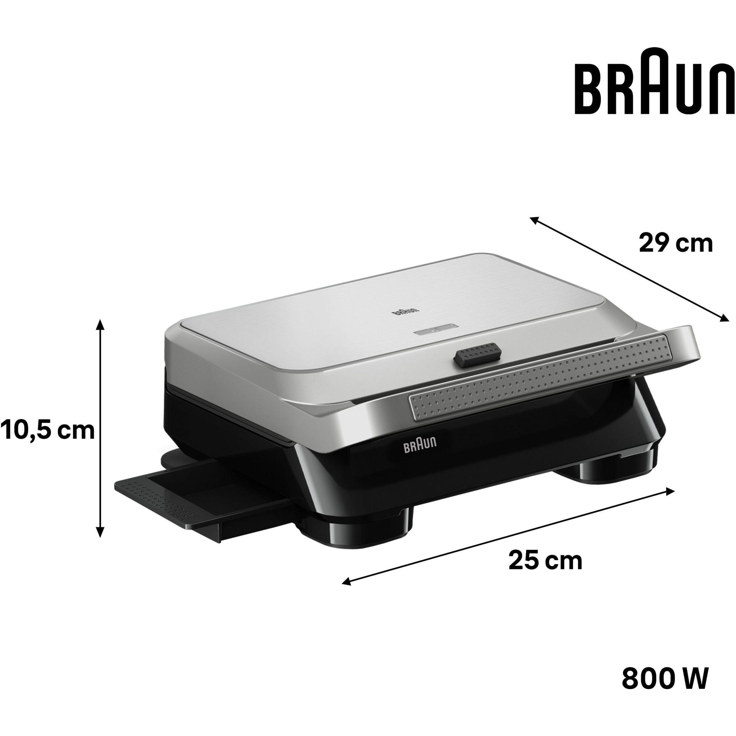 Sandwich maker BRAUN SnackMaker 5  SM5006 – 0X23100003, 800W,  1 set plăci waffle, 1 set plăci grill, Negru argintiu
