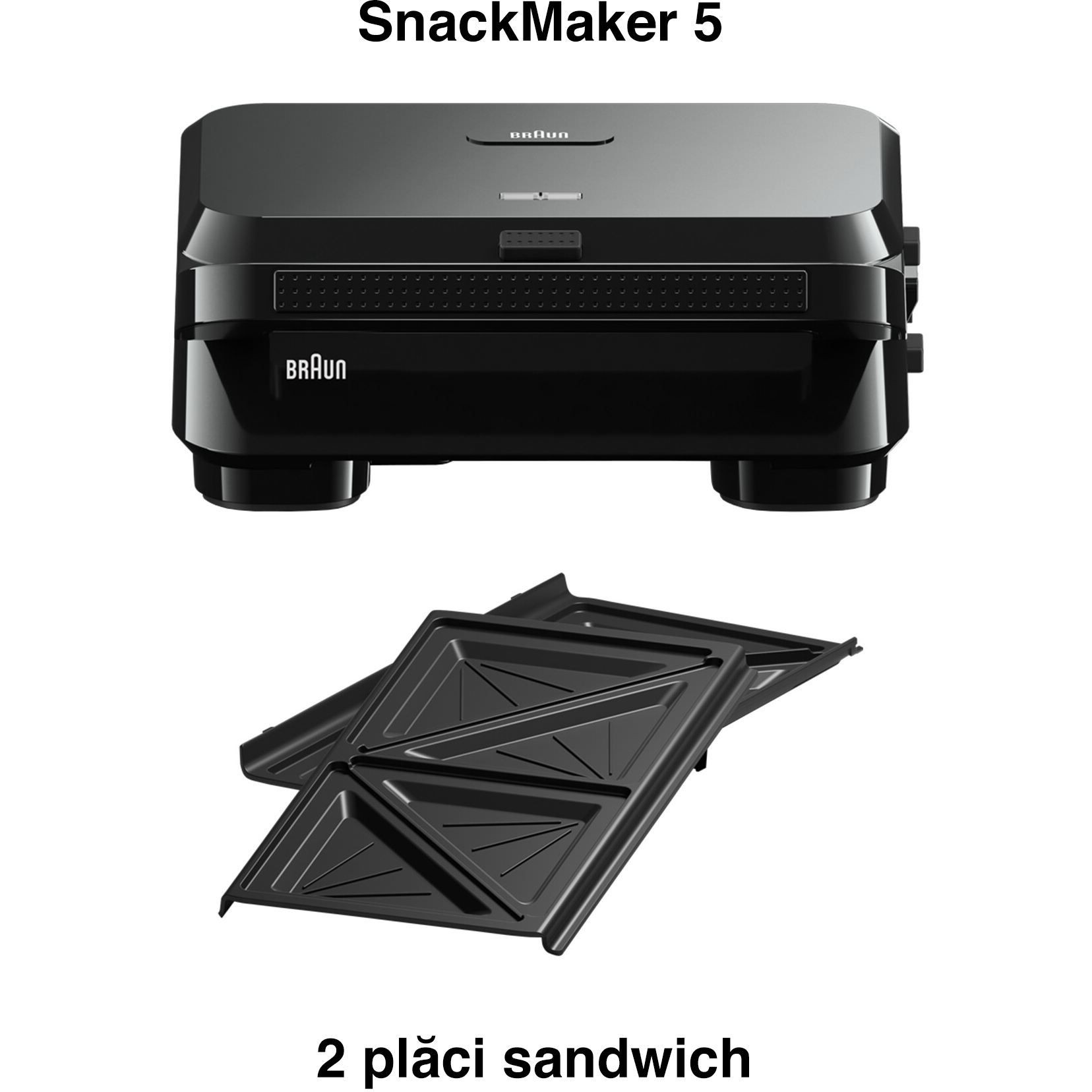 Sandwich maker BRAUN SnackMaker 5 SM5000 – 0X23100000, 800W, 1 set plăci sandwich, Negru