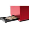 Prăjitor de pâine compact BOSCH DesignLine TAT4P424, 820~970W (6 trepte), 2 fante, Dezghețare, Încălzire, High Lift, Grătar integrat pliabil, Buton STOP,  Centrare automată, Deep Red Crystal