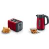 Prăjitor de pâine compact BOSCH DesignLine TAT4P424, 820~970W (6 trepte), 2 fante, Dezghețare, Încălzire, High Lift, Grătar integrat pliabil, Buton STOP,  Centrare automată, Deep Red Crystal