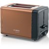 Prăjitor de pâine compact BOSCH DesignLine TAT4P429  820-970W (6 trepte)  2 fante  Dezghețare  Încălzire  High Lift  Grătar integrat pliabil  Buton STOP  Centrare automată  Noble Copper Crystal