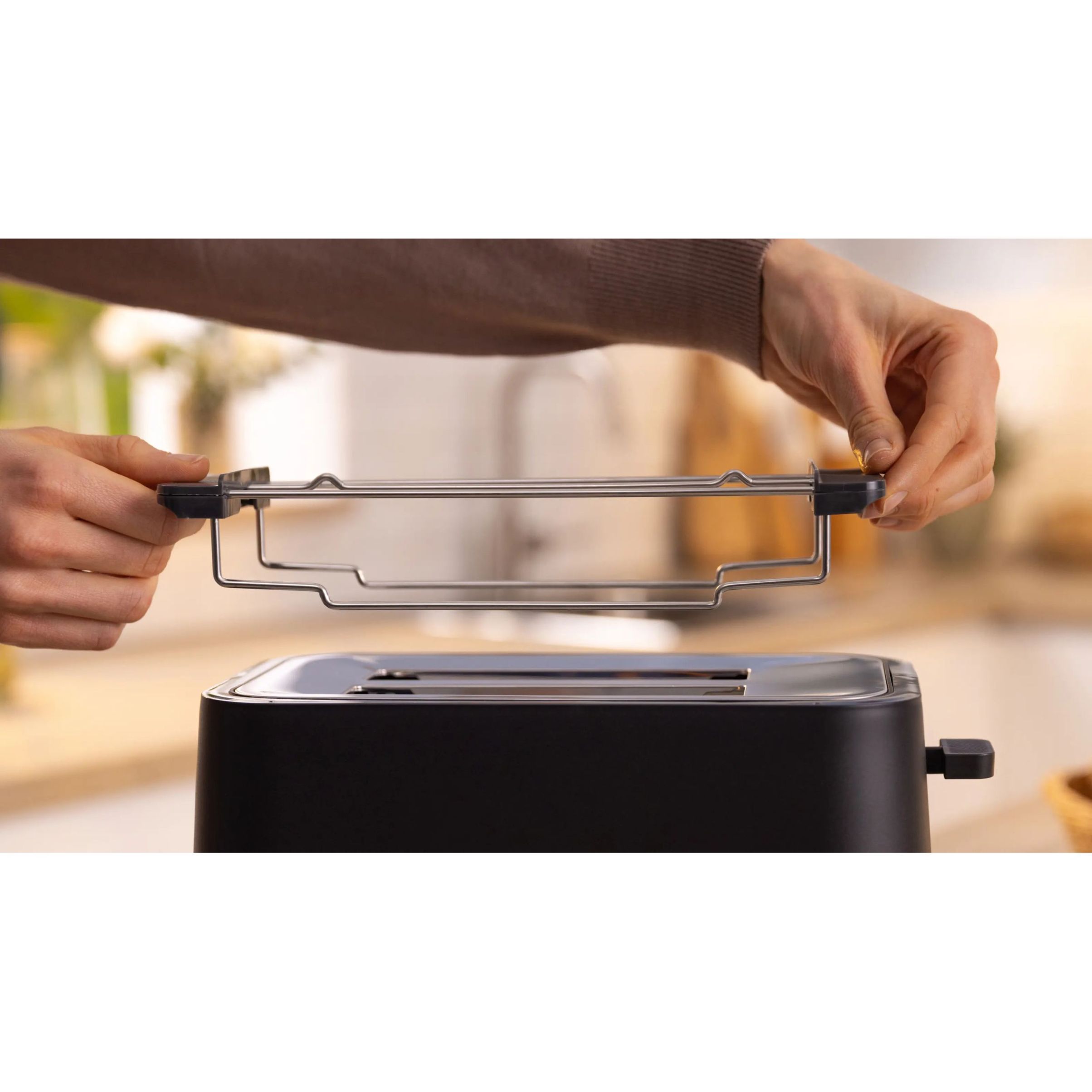 Prăjitor pâine compact BOSCH MyMoment TAT4M223, 2 sloturi, Dezghețare, Încălzire, High Lift, Negru