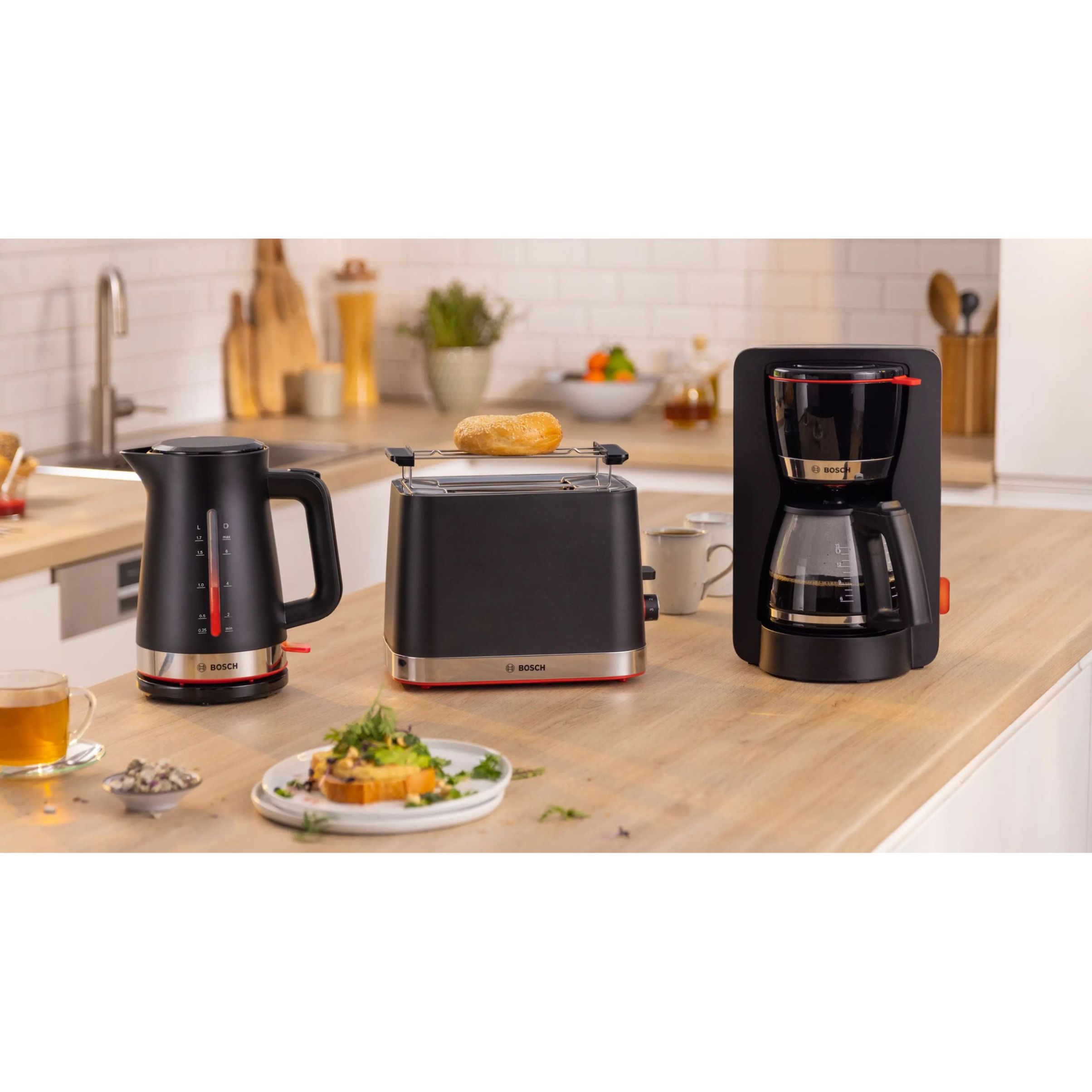 Prăjitor pâine compact BOSCH MyMoment TAT4M223, 2 sloturi, Dezghețare, Încălzire, High Lift, Negru
