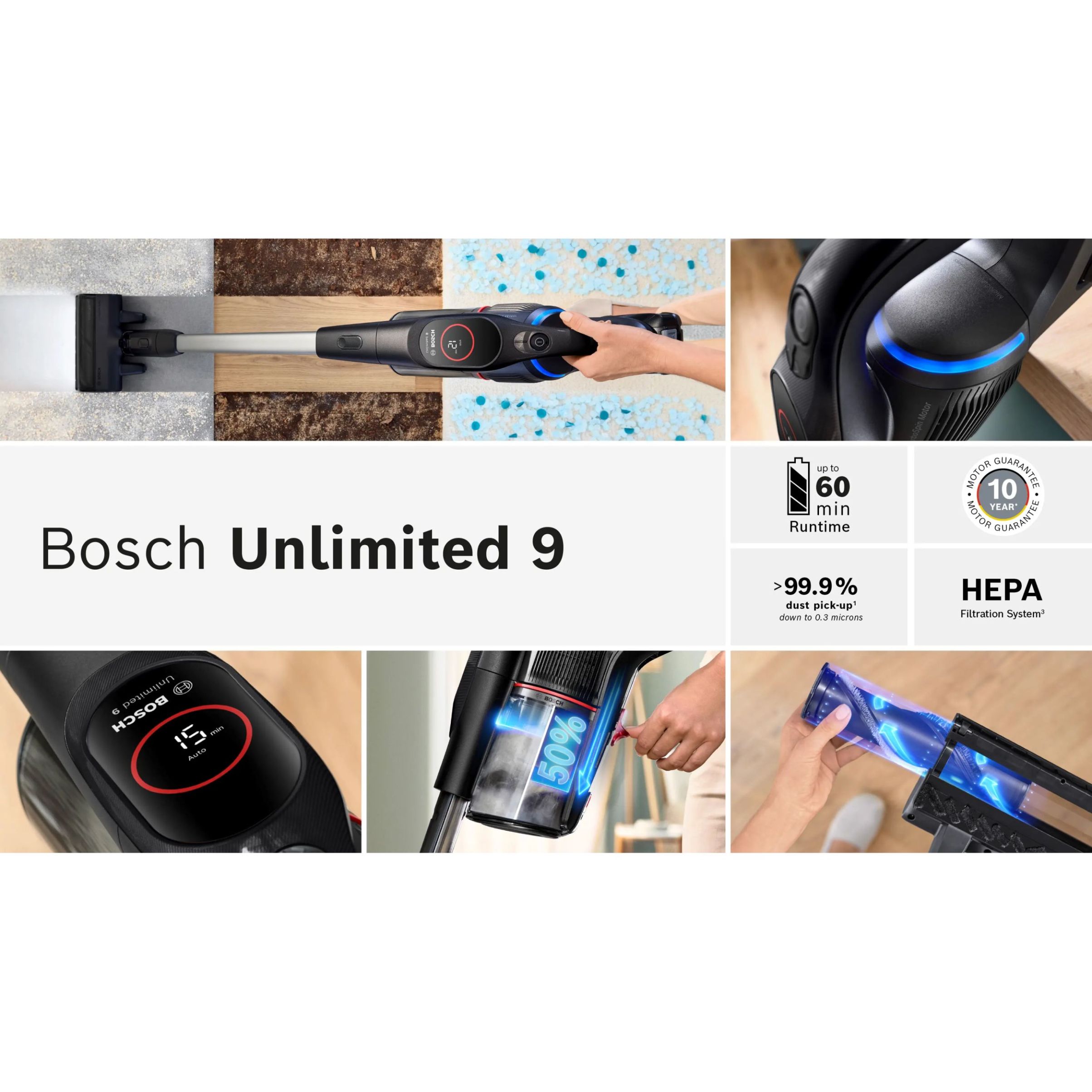 Aspirator vertical BOSCH Serie 9 Unlimited BCS931BQC, Black