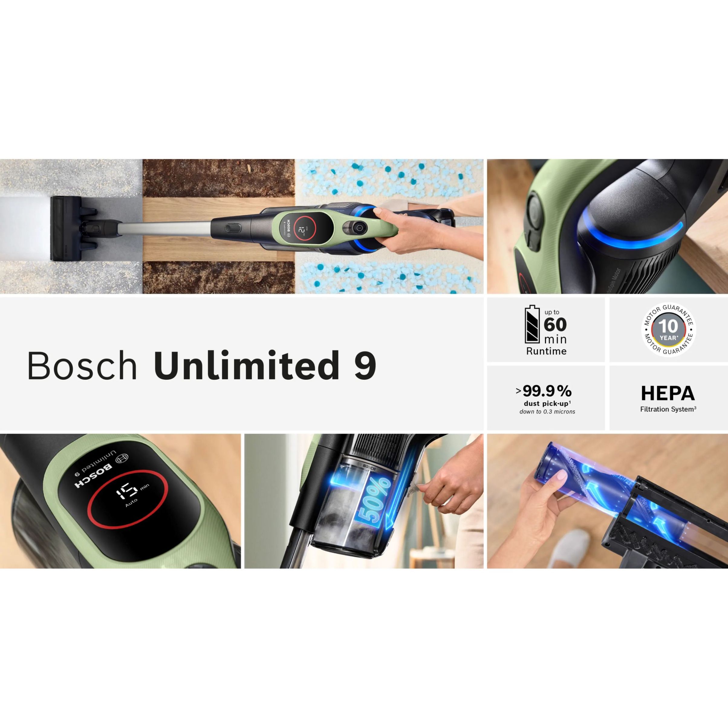 Aspirator vertical BOSCH Serie 9 Unlimited BCS931TQC, Green