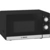Cuptor cu microunde BOSCH Seria 2 FFL020MS2, 44x26cm, 1270W (mw 800W în 5 trepte), 20l, 1.27kW, Platou rotativ din sticlă 27cm, Curățare ușoară, Balamale stânga, Iluminare cu LED, Inox