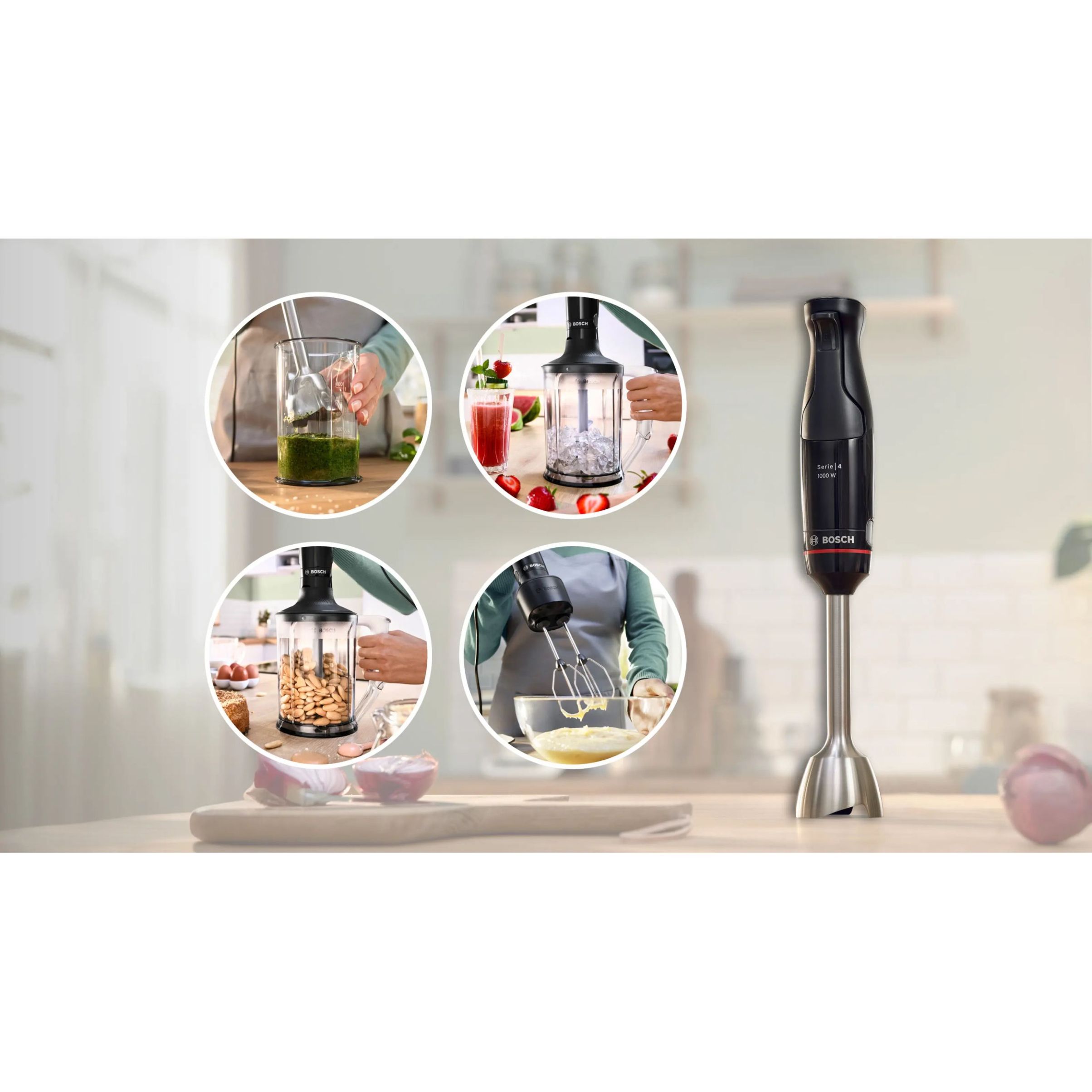 Blender de mână BOSCH Serie 4 ErgoMaster MSM4B654, 1000W, Antracit