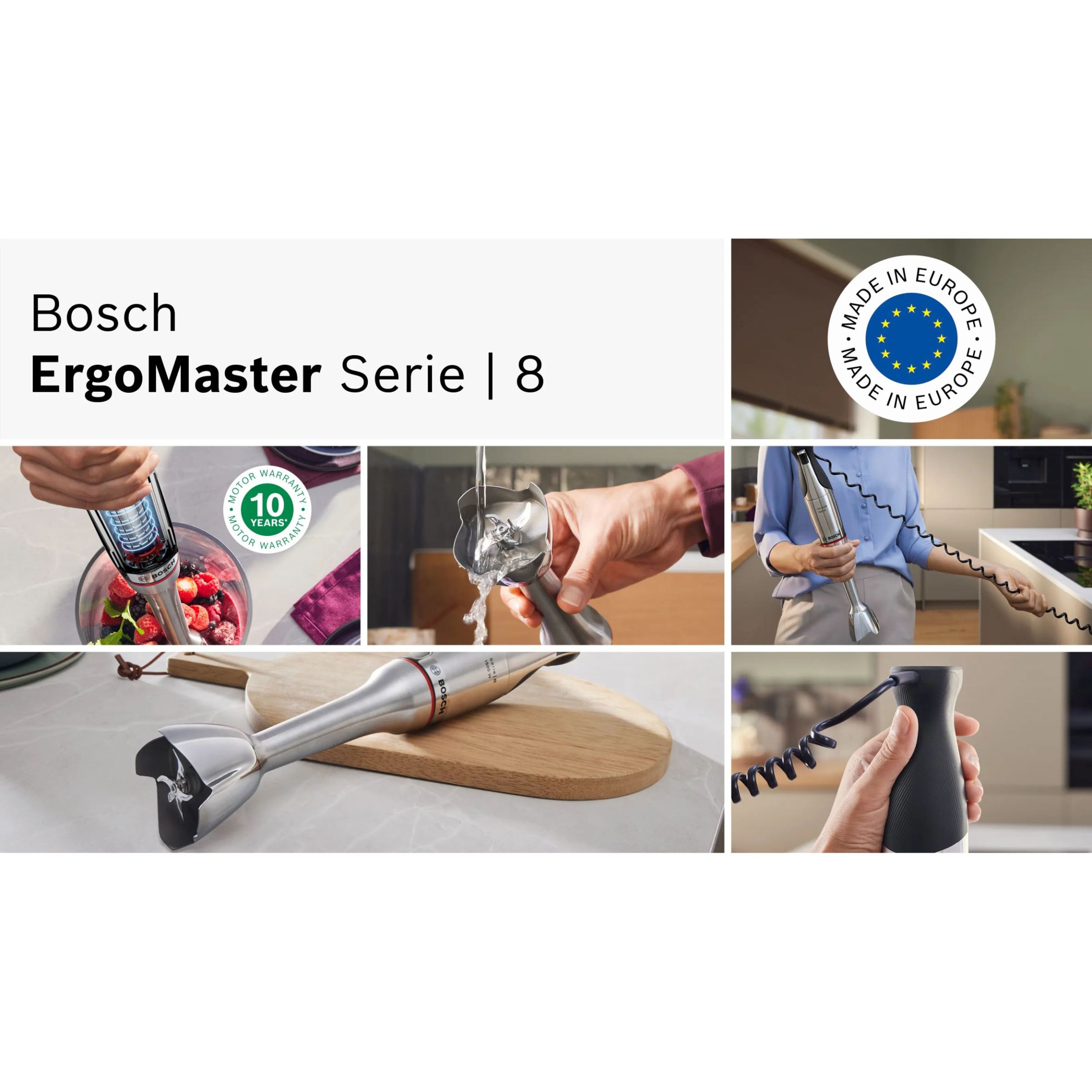 Blender de mână BOSCH Serie 8 ErgoMaster MSM8M930, 1500W, Stainless Steel