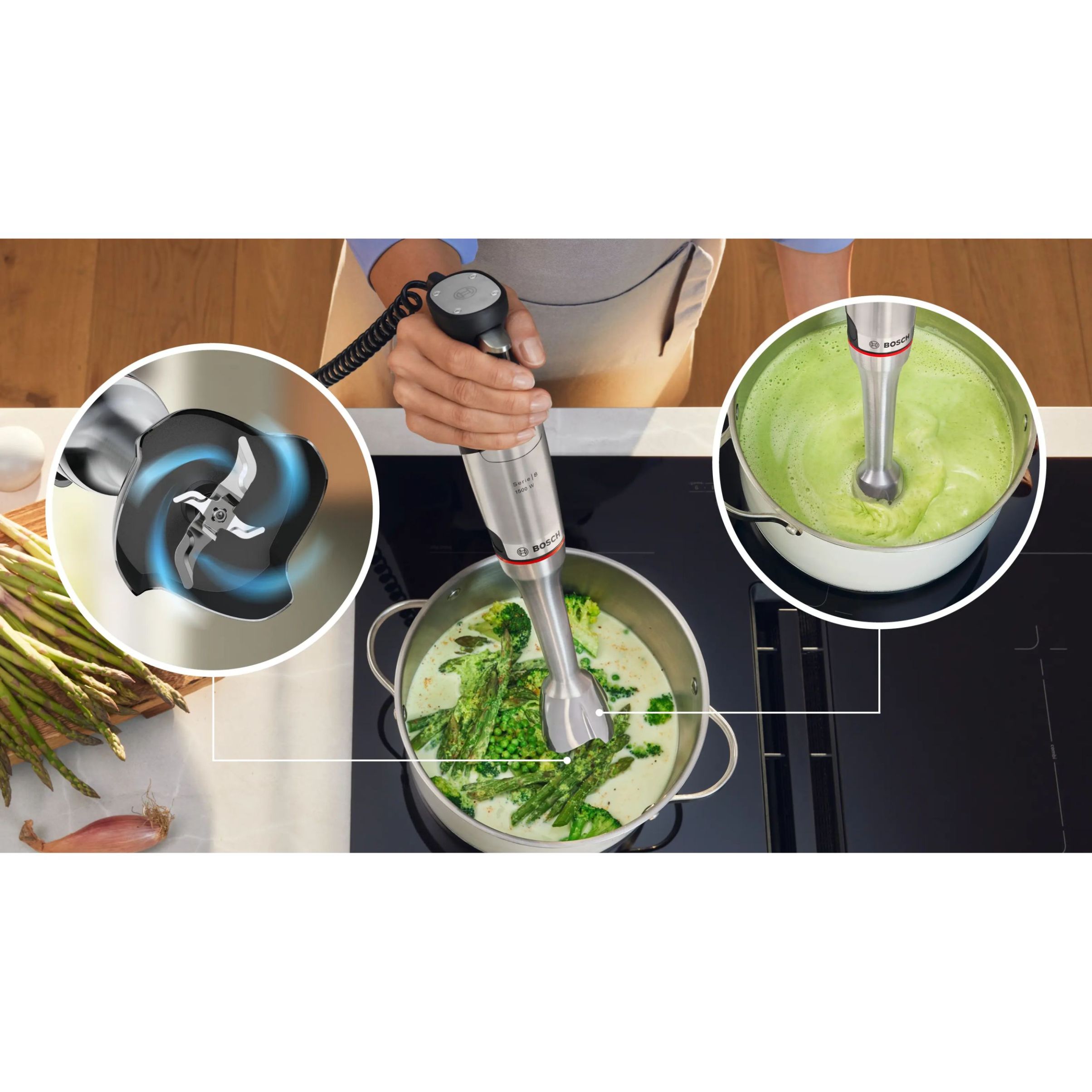 Blender de mână BOSCH Serie 8 ErgoMaster MSM8M930, 1500W, Stainless Steel