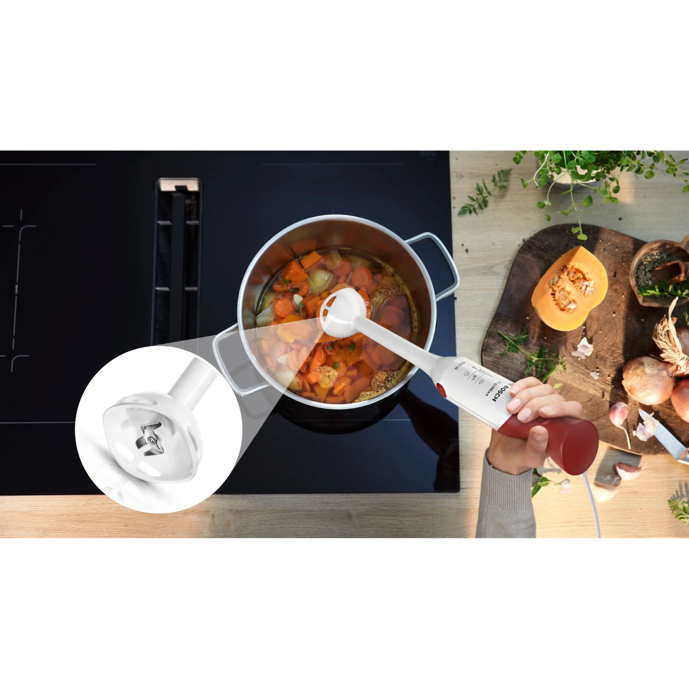 Blender de mână BOSCH ErgoMixx MSM64010, 450W, Alb