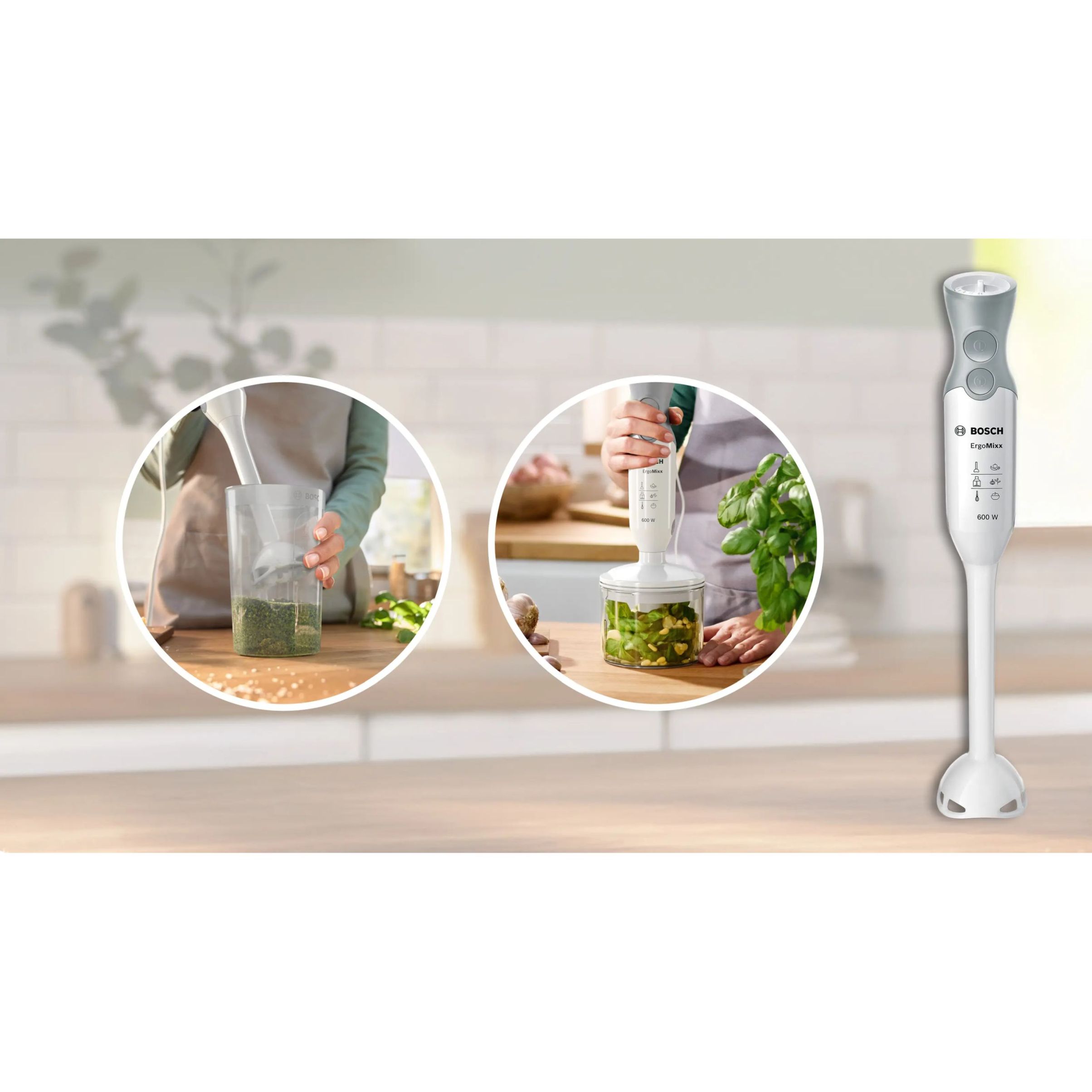 Blender de mână BOSCH ErgoMixx MSM66020, 600W, Alb