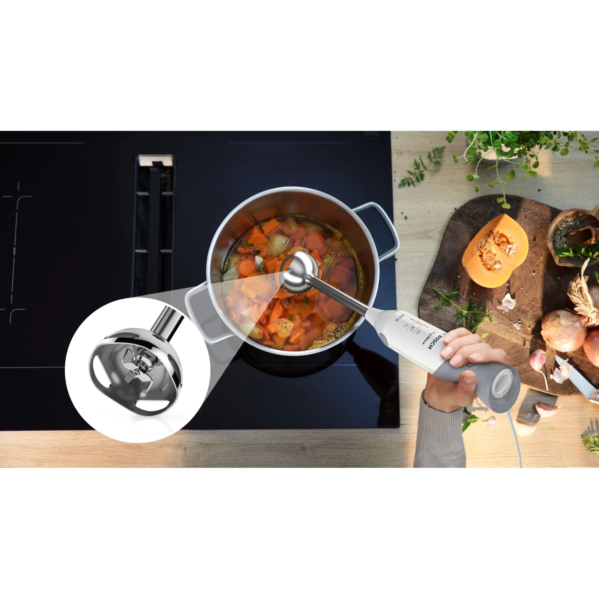 Blender de mână BOSCH ErgoMixx MSM66120, 600W, Alb