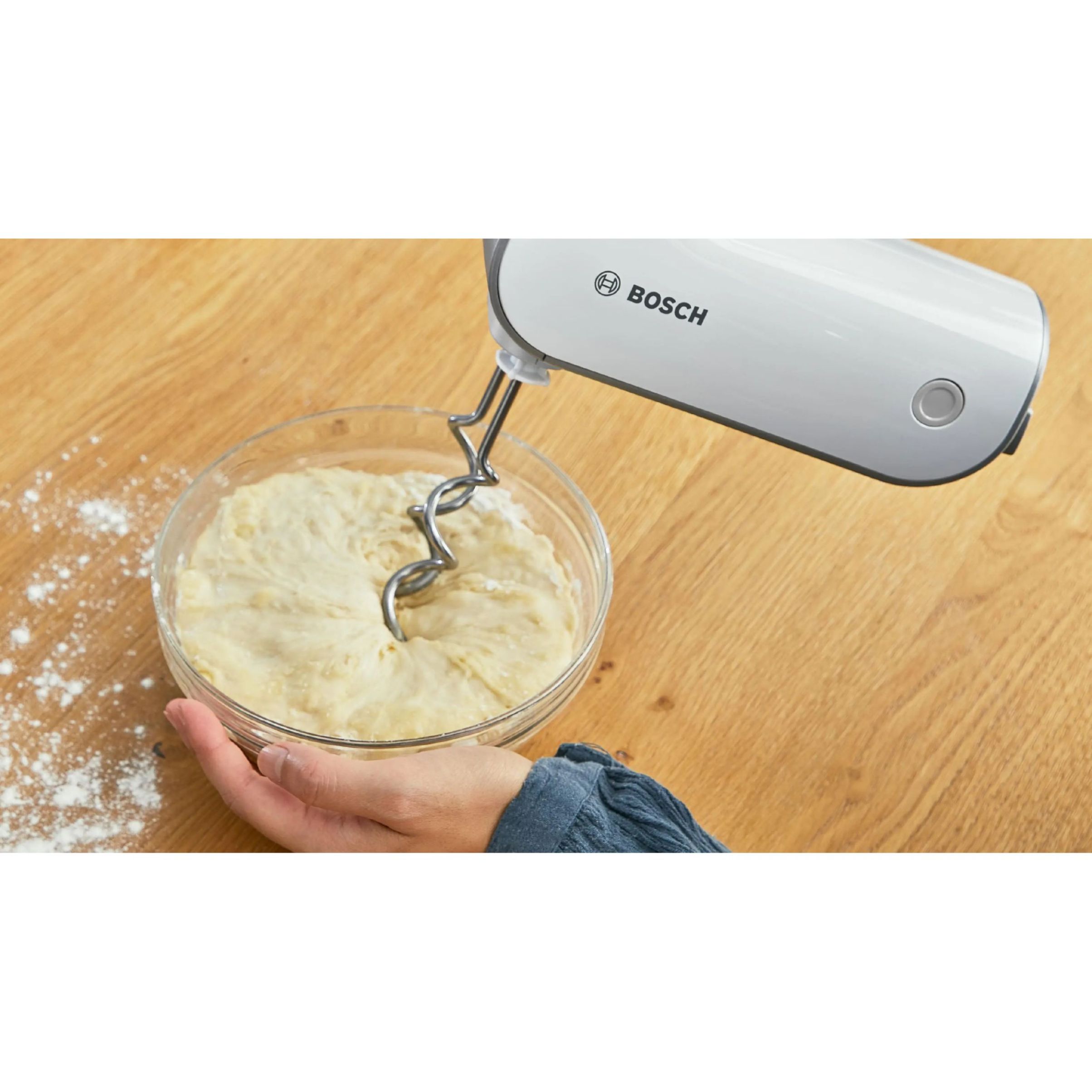 Mixer de mână BOSCH Styline MFQ49700, 850W (5 trepte și Turbo), Palete FineCreamer inox, Spirale inox, Picior blender, Vas mixare, Greutate redusă, Mâner soft touch, Cablu extensibil 140cm, G1.2kg