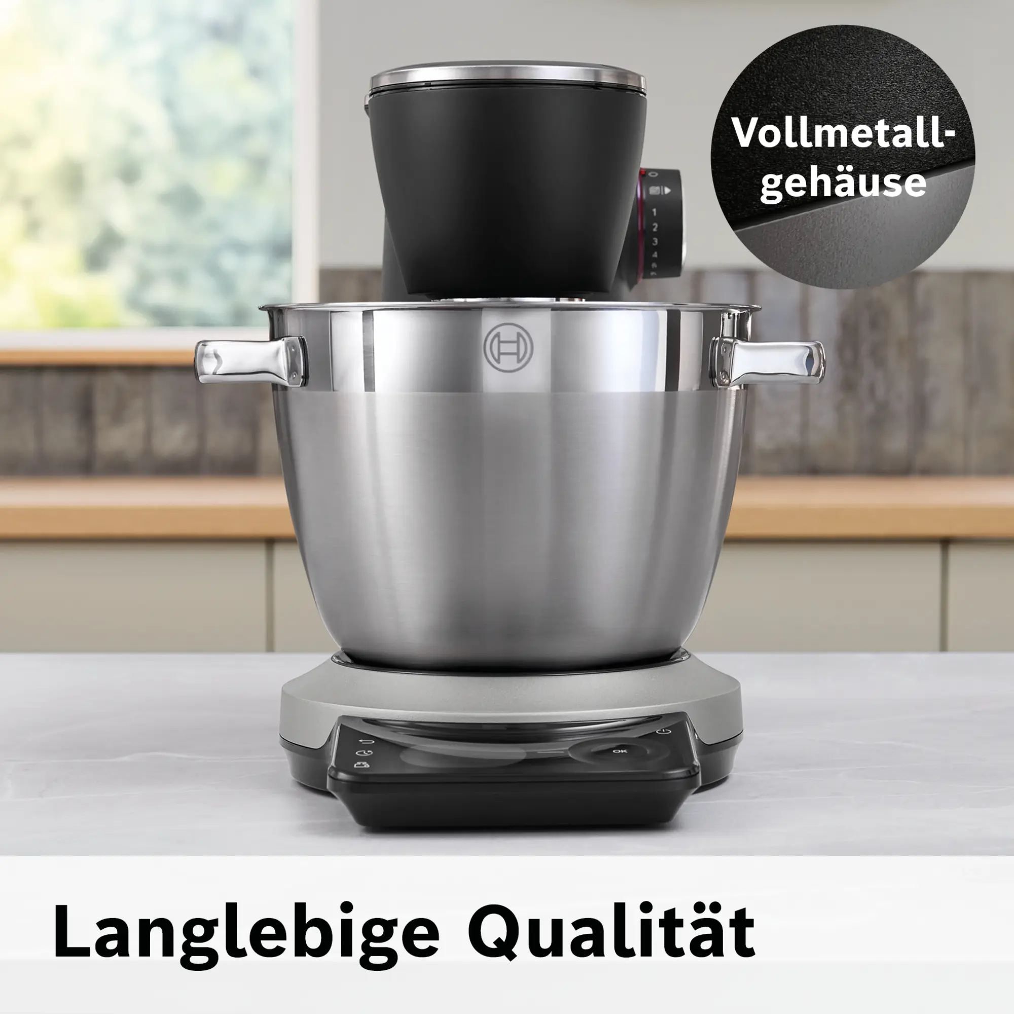 Robot de bucătărie planetar BOSCH Serie 8 MUMS8 Scale MUMS8ZS13, 1800W (7 trepte), Bol inox șlefuit 6l cu mânere, Set patiserie, Cântar, Cronometru, SoftStart, AirCooling, Carcasă metalică, Pearl Silver