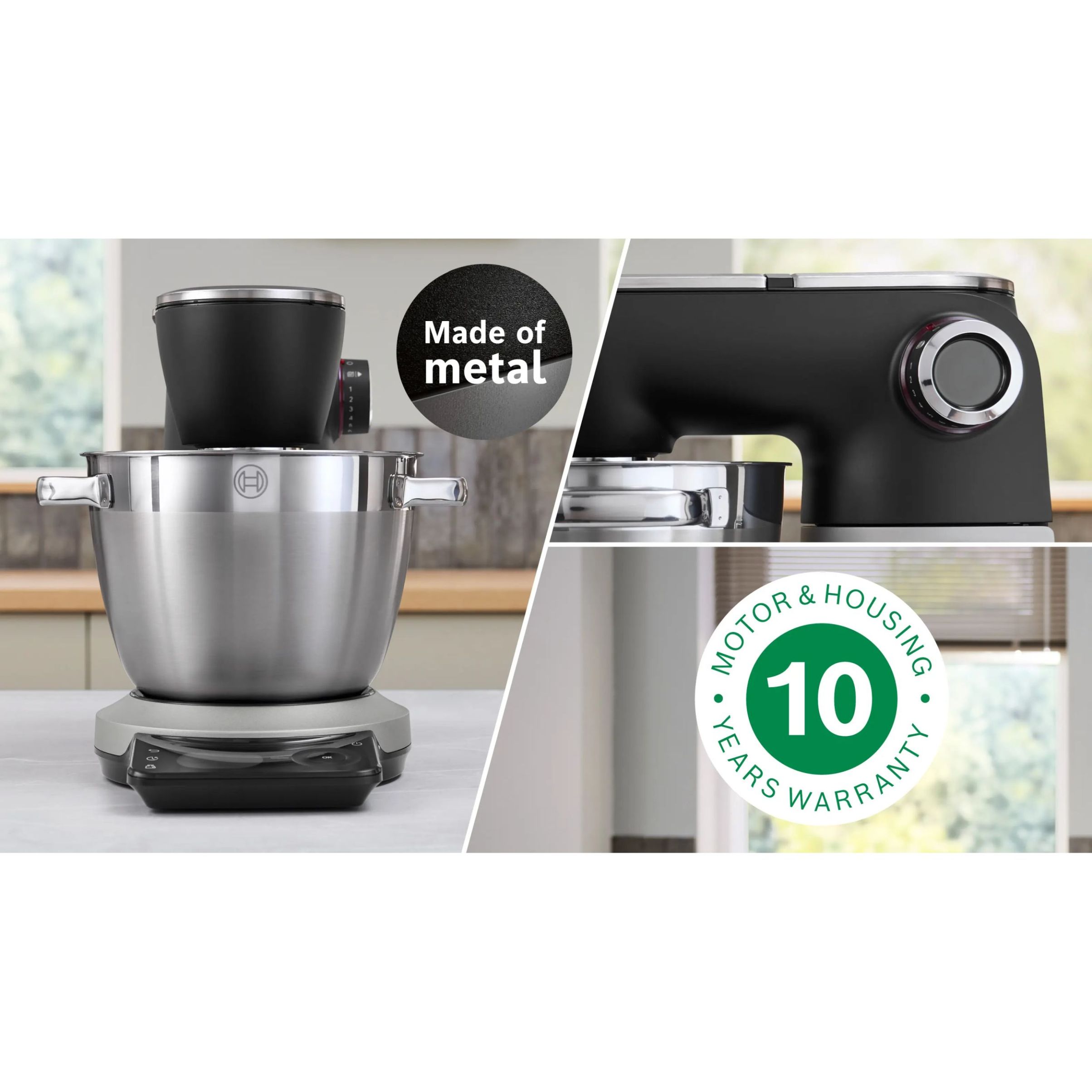Robot de bucătărie planetar BOSCH Serie 8 MUMS8 Scale MUMS8ZS18, 1800W (7 trepte), Bol inox șlefuit 6l cu mânere, Set patiserie, Cântar, Cronometru, SoftStart, AirCooling, Carcasă metalică, Pearl Silver